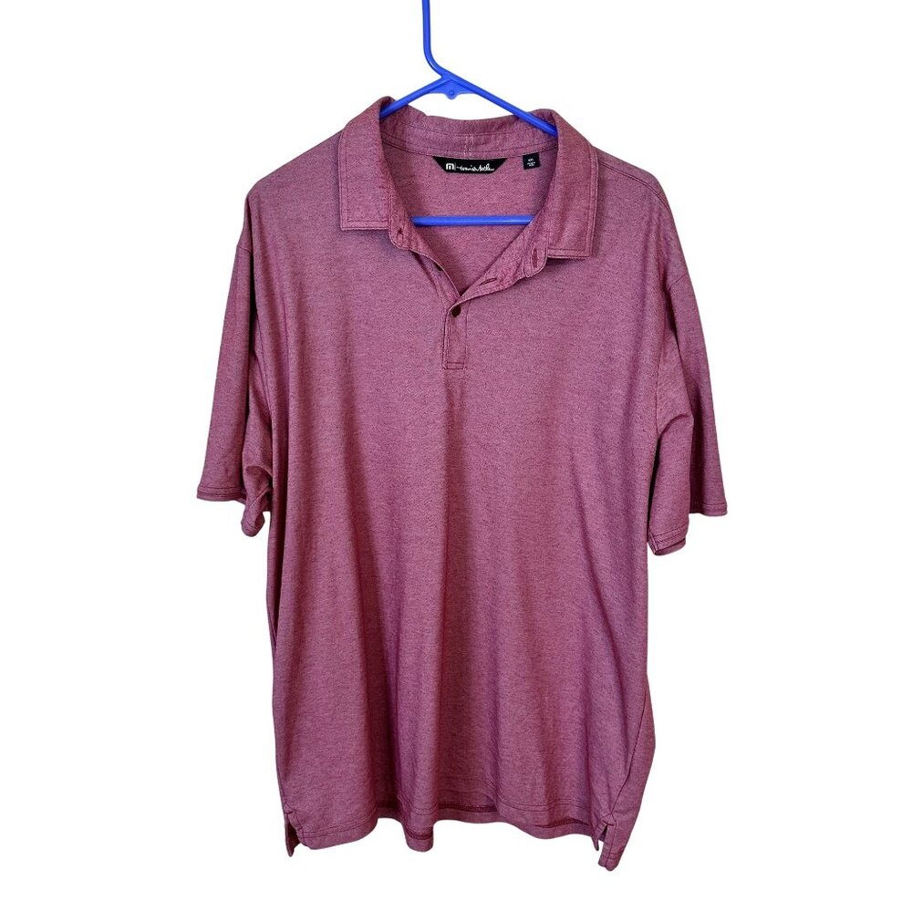 Travis Mathew Mens XXL Heathered Red Polo Shirt Pima Cotton Blend Casual